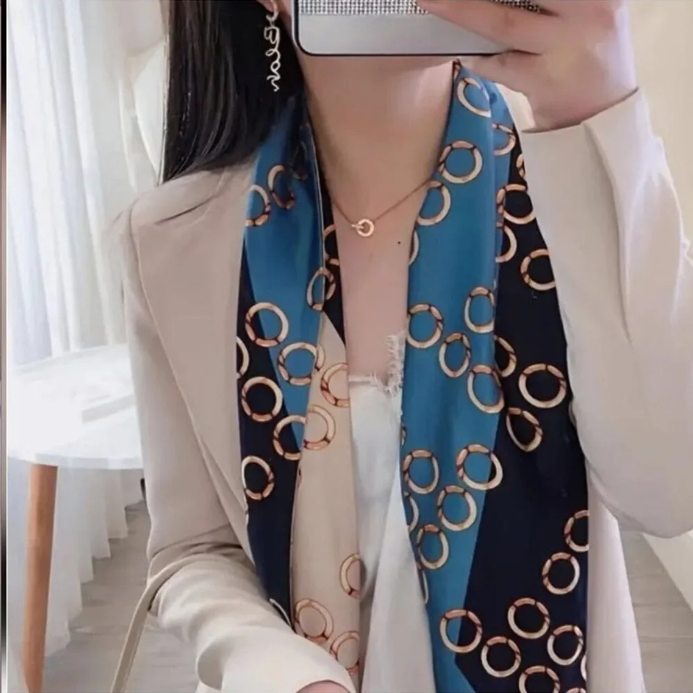 Elegant Printed Silky Scarf Accessories Thin and Stylish Professional